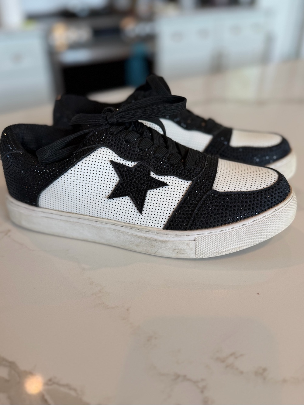 Hey Girl Corkys Black and White Star Accent Sneakers